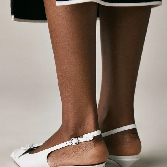 Anthropologie White Floral Slingback Heels - Picture 5 of 7